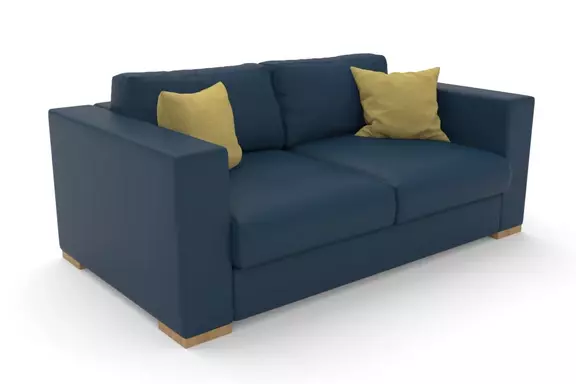 2-Sitzer Laguna Leder dunkelblau Eiche