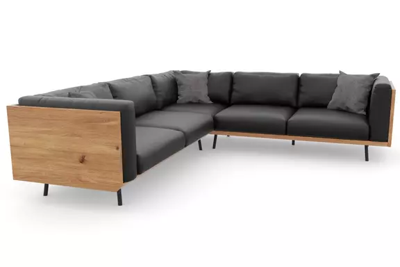 Leder-Ecksofa Viana Eiche Notte542