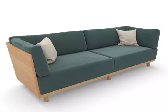 3-Sitzer Vitoria Samt blau Eiche