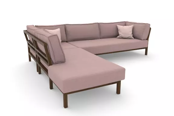 Ecksofa Recamiere Spring Stoff altrosa