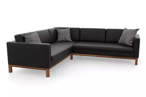 Leder-Ecksofa Delgano Nusbaum schwarz