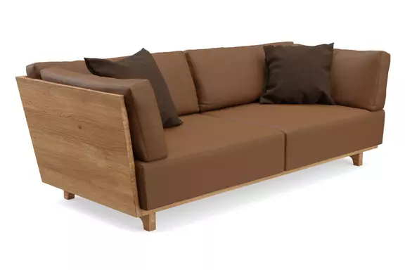 Ledersofa cognac Vitoria Eiche Terra507