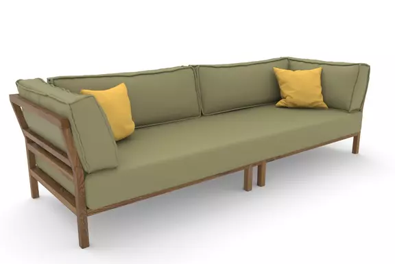 3-Sitzer Spring Leder grün Eiche