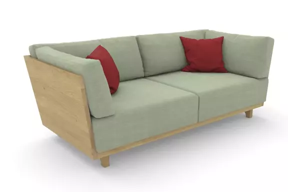 2-Sitzer Vitoria Stoff grün Eiche