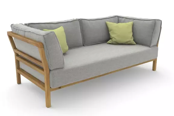 2-Sitzer Spring Stoff grau Eiche