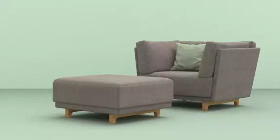 Polsterhocker Vitoria grauer Stoff