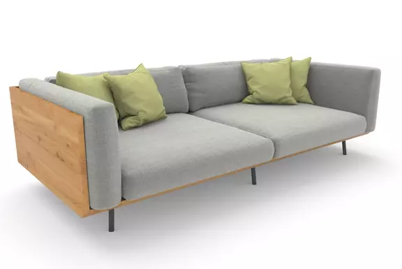 Big Sofa Viana Kirschholz Korpus und Stoff grau