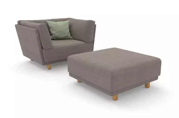 Polsterhocker Vila Stoff grau