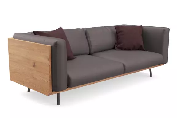 Ledersofa Eiche Viana Antracite519