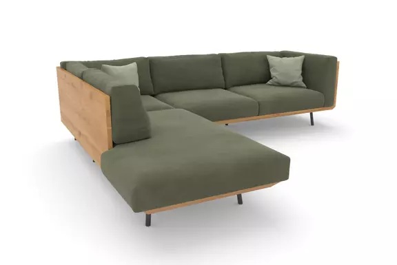 Ecksofa Recamiere Viana Stoff oliv