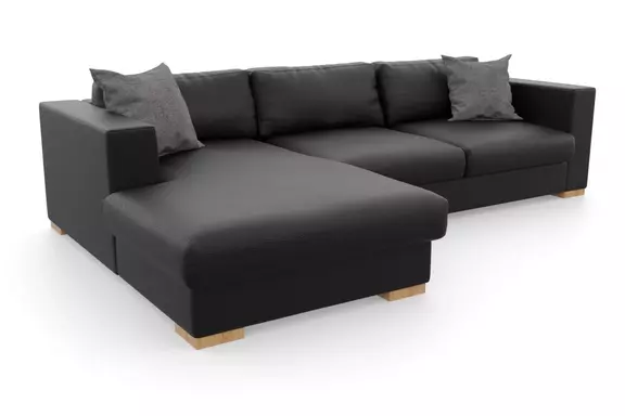 Leder-Ecksofa Laguna Eiche Schwarz 111