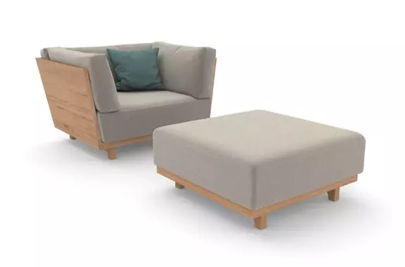 Polsterhocker Vitoria Stoff hellgrau