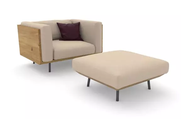 Polsterhocker Viana Stoff beige