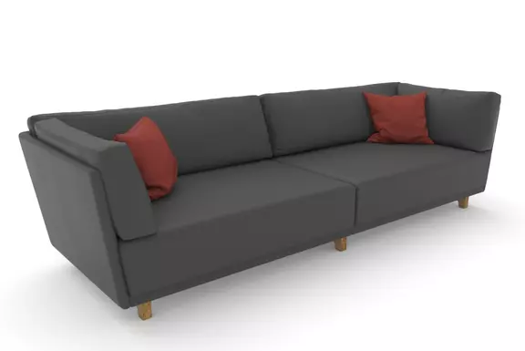 3-Sitzer Vila Leder grau Nussbaum