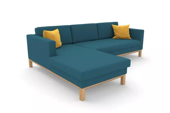 Ecksofa Longchair Delgano Stoff blau